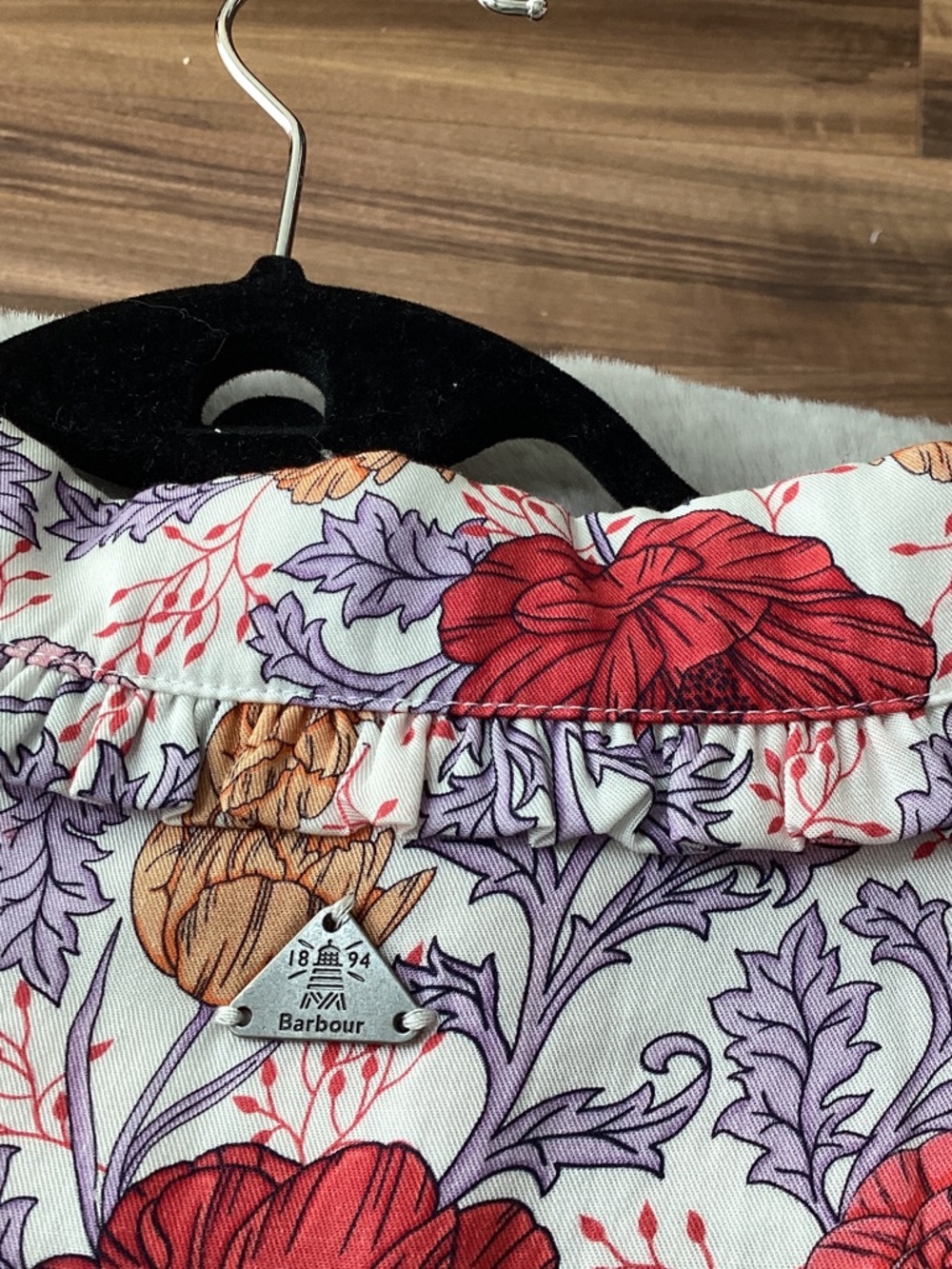 Barbour Red and Purple Floral Button-Up Shirt - Picture 10 of 12